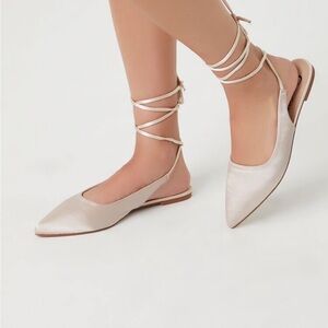 Lace-up Satin Pointed Mules